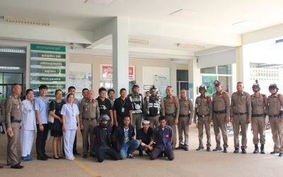 การซ้อมแผนเผชิญเหตุ กรณีเหตุทะเลาะวิวาทระหว่างผู้ป่วยหรือญาติผู้ป่วยหน้าห้องฉุกเฉิน หรือทำร้ายร่างกายบุคลากรทางการแพทย์ รวมถึงทำให้ทรัพย์สินทางราชการเสียหาย